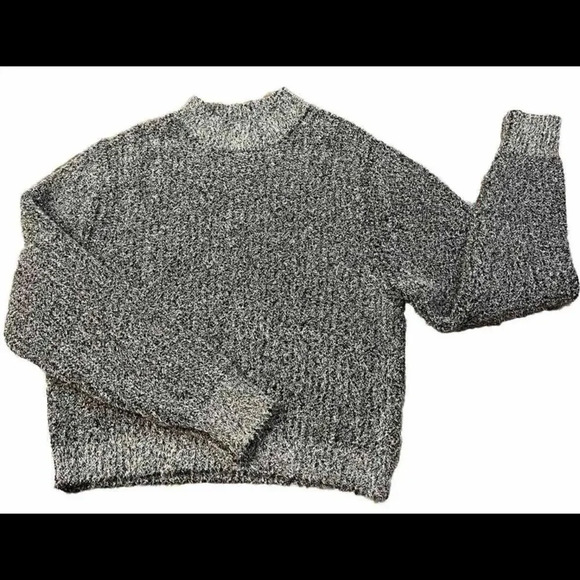 Urban Outfitters Silver/Black Tinsel Shimmer Sweater oversized XS - Picture 1 of 8
